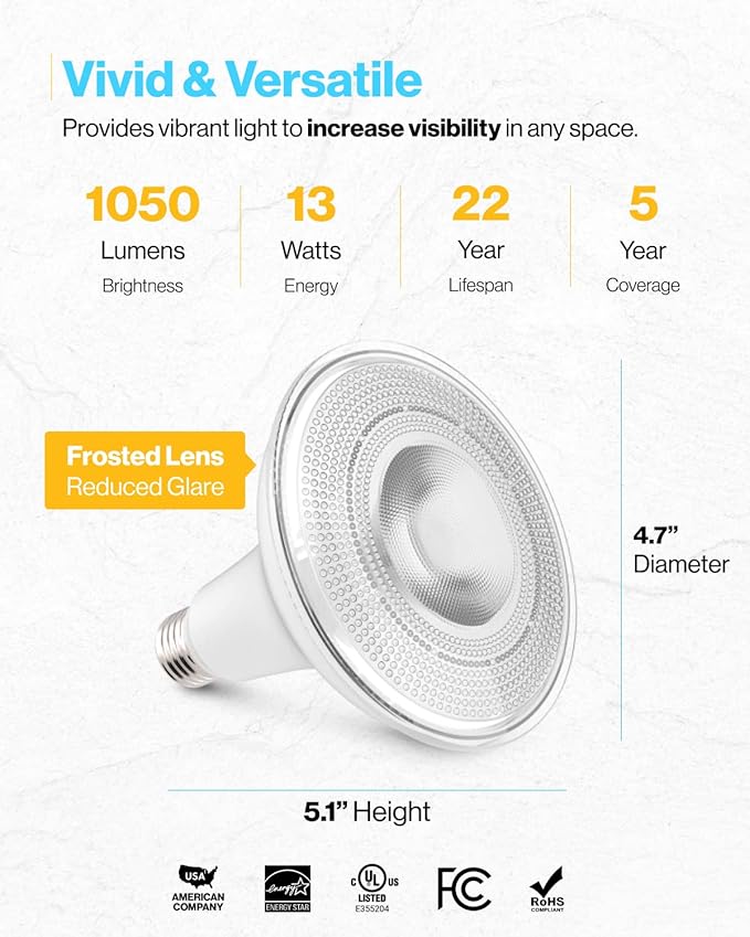 Sunco 48 Pack Outdoor LED Flood Home Patio Driveway Light, Waterproof PAR38 LED - Image 4