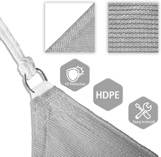 Patio Paradise 6' x 6' x 5'10" Sun Shade Sail Triangle Canopy, Permeable Shade - Image 3