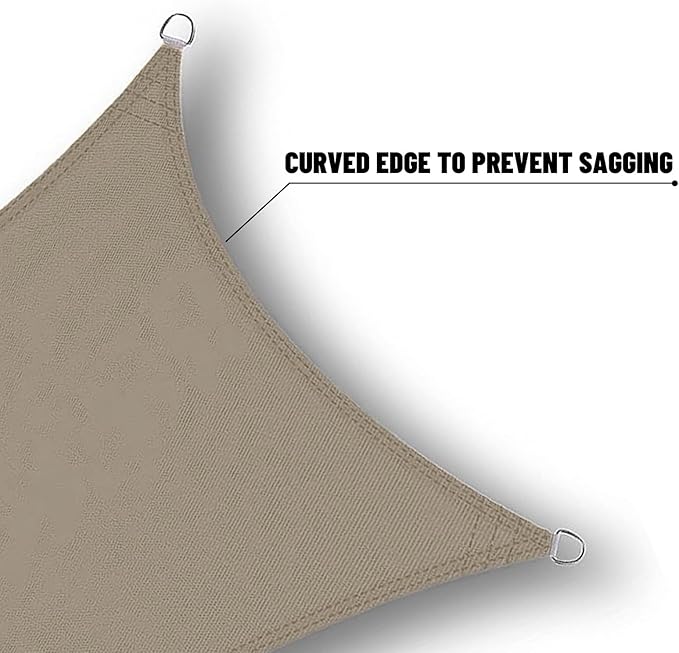 SUNNY GUARD Waterproof Sun Shade Sail 14'x14'x19.8' Taupe Right Triangle UV - Image 5