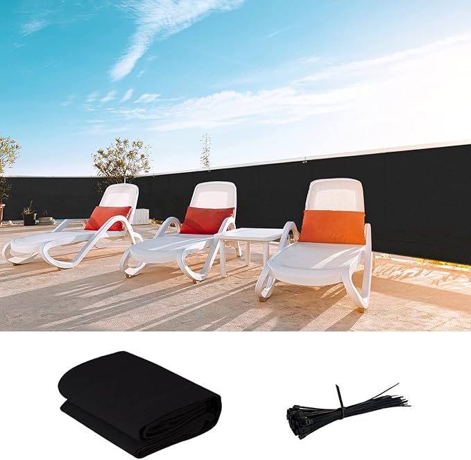 LOVE STORY Custom Size 3.3'x15' Black Balcony Privacy Screen, UV Block Privacy by LOVESTORY