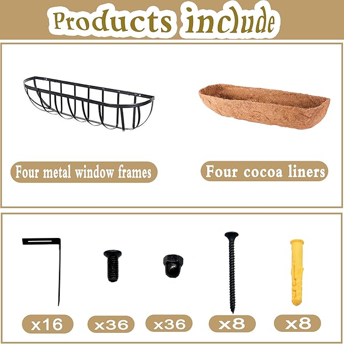 4pack 36-inch Window Sill Window Railing Planters - Image 4