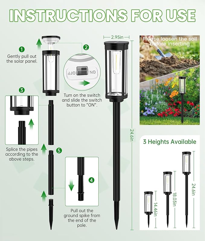 Bright Solar Lights Outdoor 6 Pack, Solar Pathway Lights Waterproof IP65 - Image 8