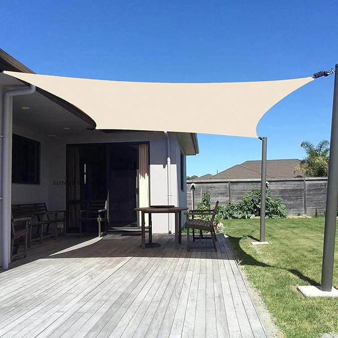 SUNNY GUARD Custom Size 15'x32' Rectangle Butter Cream UV Block Sunshade by SUNNYGUARD
