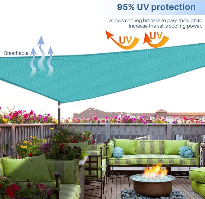E&K Sunrise 11' x 11' x 11' Sun Shade Sail Triangle Canopy Shade Cover UV Block - Image 5