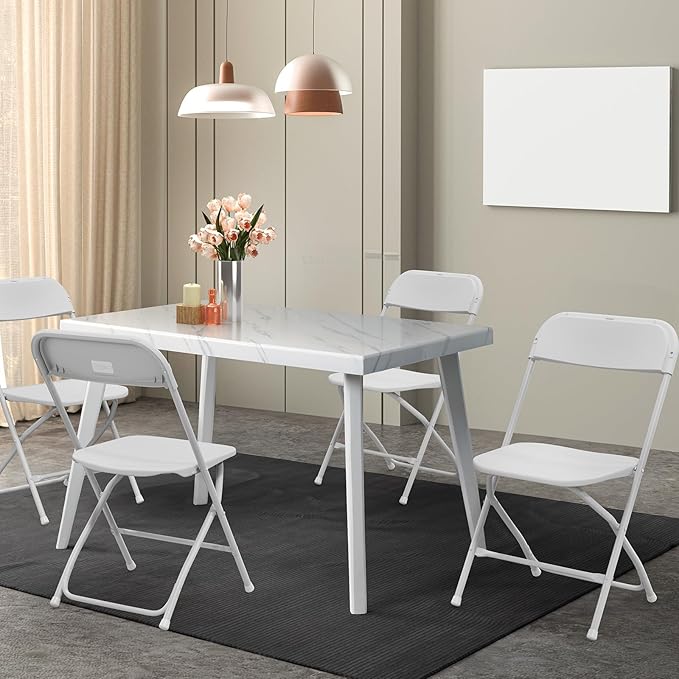 VINGLI 1 Pack White Plastic Folding Chair, Indoor Outdoor Portable Stackable - Image 2