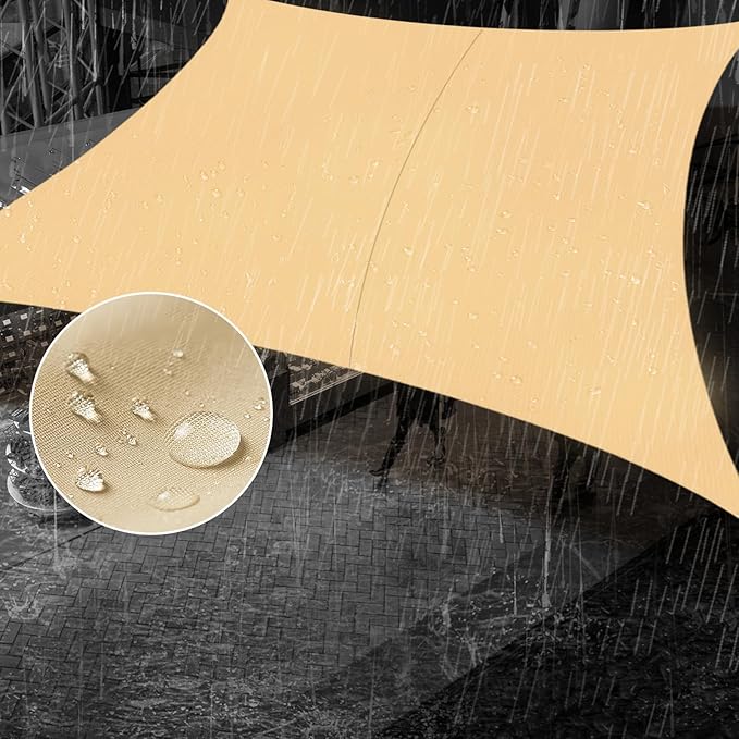 SUNNY GUARD Waterproof Sun Shade Sail 8' x 14' Sand Rectangle UV Block Sunshade by SUNNYGUARD