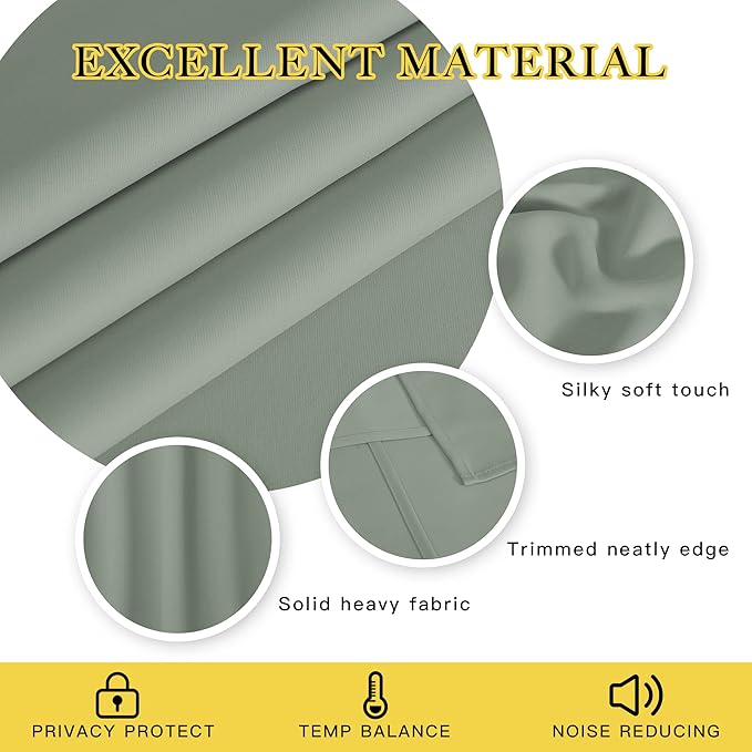 NICETOWN Sage Green Blackout Curtains - Image 2