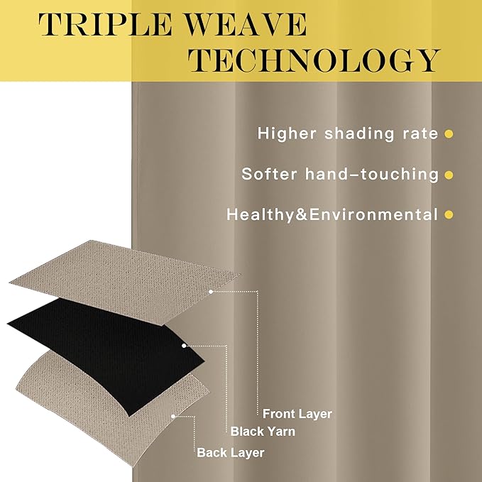 NICETOWN Bedroom Curtain Room Darkening Drapery 102 inches Length - Image 3