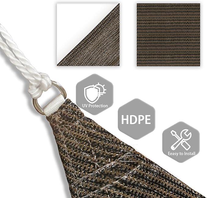 Patio Paradise 16' x 16' x 15'10" Sun Shade Sail Triangle Canopy, Permeable - Image 3
