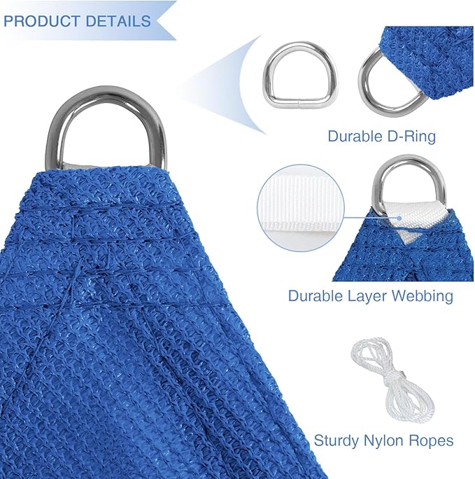 E&K Sunrise 18' x 18' x 18' Sun Shade Sail Triangle Canopy Shade Cover UV Block - Image 4