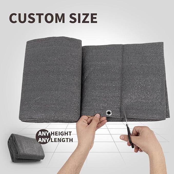 LOVE STORY Custom Size 2'6''x23' Dark Grey Balcony Privacy Screen, UV Block - Image 2