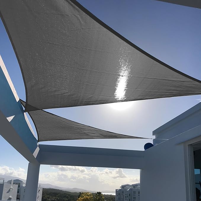 SUNNY GUARD Custom Size 5'x9'x9' Triangle Dark Grey UV Block Sunshade by SUNNYGUARD