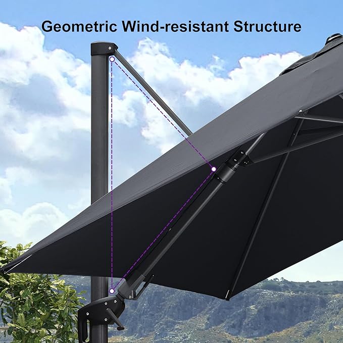 PURPLE LEAF 11.5' X 8.2' Tilting Patio Umbrella - Image 9