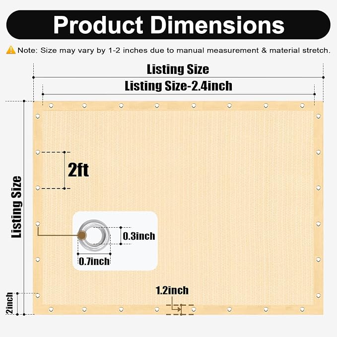 Artpuch 90% Sun Shade Cloth, 6 x 8 FT Pergola Shade Cover Canopy - Image 4