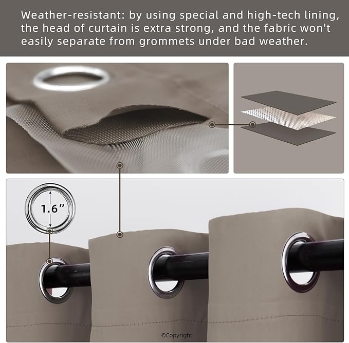 Waterproof Outdoor Curtain W105 x L84 - Image 3
