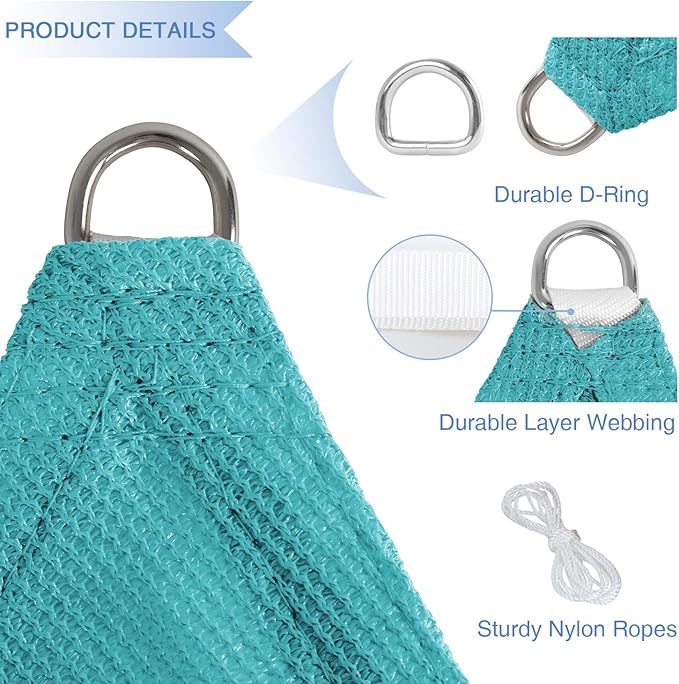 E&K Sunrise 16' x 16' x 16' Sun Shade Sail Triangle Canopy Shade Cover UV Block - Image 4