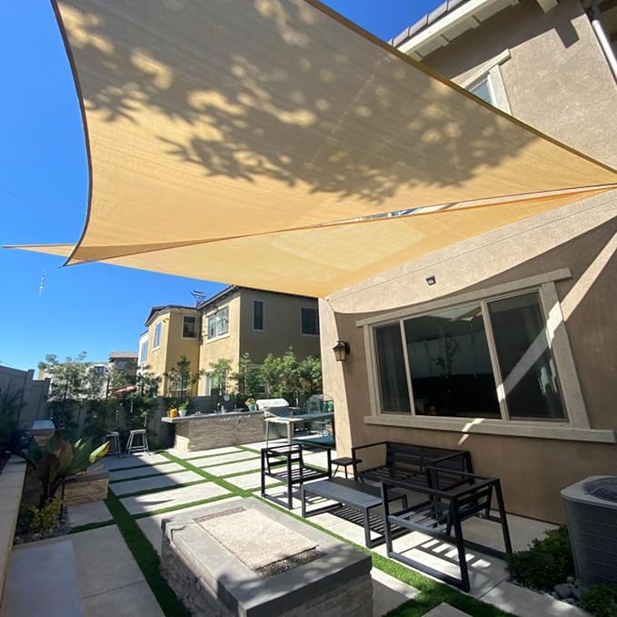 SUNLAX Sun Shade Sail 16' x 16' x 16' Sand Triangle Canopy Sail Shade Cover UV - Image 2