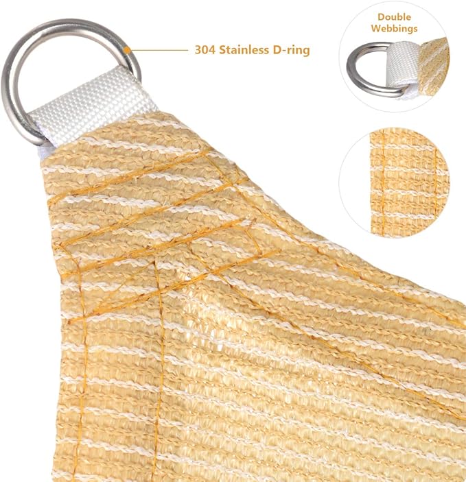 Eden's Decor Straight Flat-Edged Sun Shade Sail Rectangular 11' x 14' Beige - Image 2