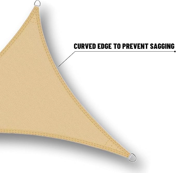 SUNNY GUARD Waterproof Sun Shade Sail 14'x14'x19.8' Sand Right Triangle UV - Image 5