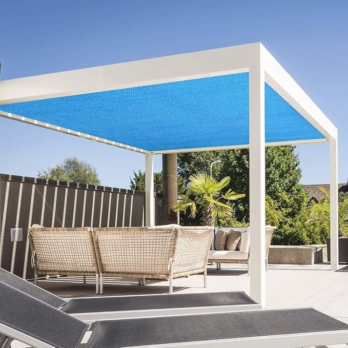 Eden's Decor Straight Flat-Edged Sun Shade Sail Rectangular 18' x 20' Blue - Image 6