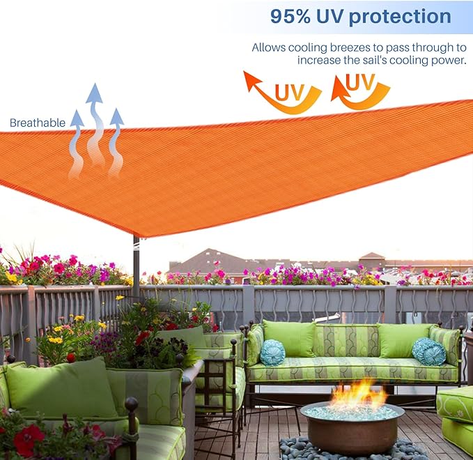 E&K Sunrise 28' x 28' x 28' Sun Shade Sail Triangle Canopy Shade Cover UV Block - Image 5
