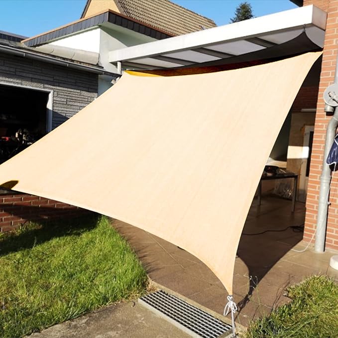 KANAGAWA 10'X13' Cream Custom Size Sun Shade Sail Rectangle UV Block Canopy by KANAGAWA