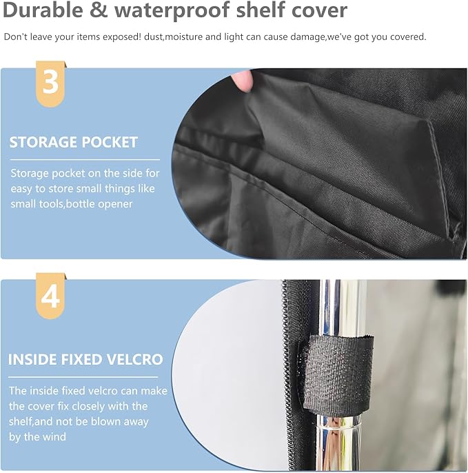 Waterproof Shelf Cover, Outdoor 600D Heavy Duty Dustproof Storage Shelves Cover - Image 6