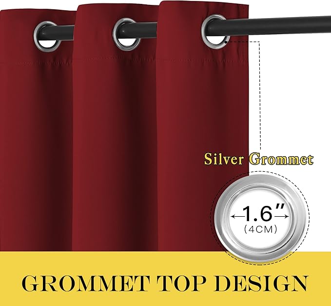 NICETOWN Burgundy Red Blackout Curtains - Image 6