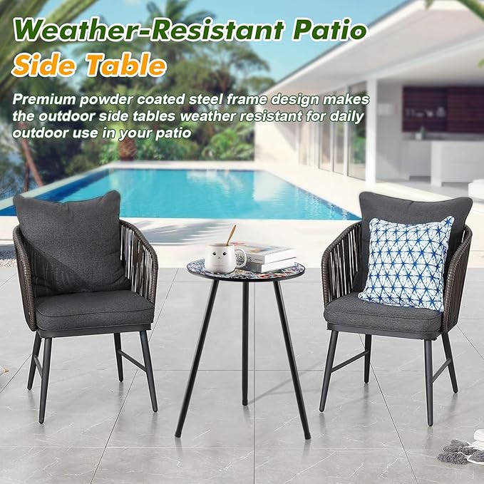1 Pack Metal Outdoor Side Table Small Outside Round End Table - Image 5