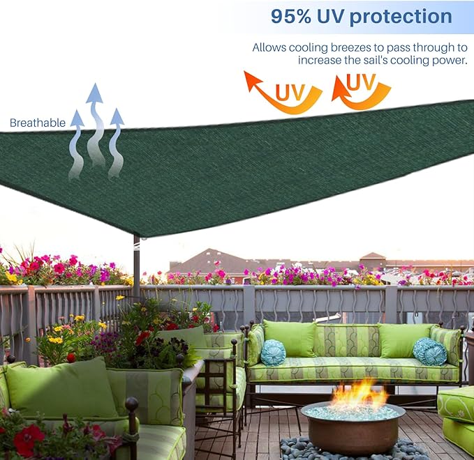 E&K Sunrise 15' x 15' x 15' Sun Shade Sail Triangle Canopy Shade Cover UV Block - Image 5