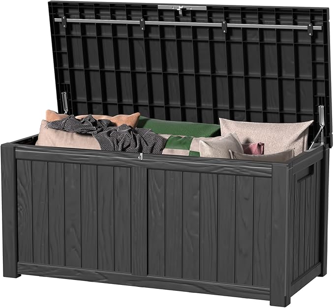 150 Gallon Waterproof Outdoor Storage Box, Resin Deck Box, Lockable Outside by MAIUSCOLI