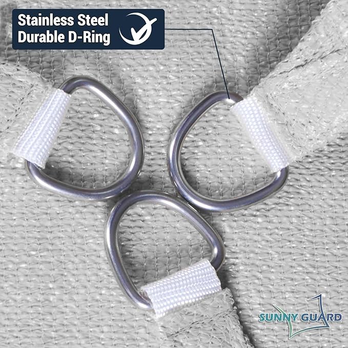 SUNNY GUARD Custom Size 8'x8'x11.3' Silver Grey Sun Shade Sail Right Triangle - Image 6