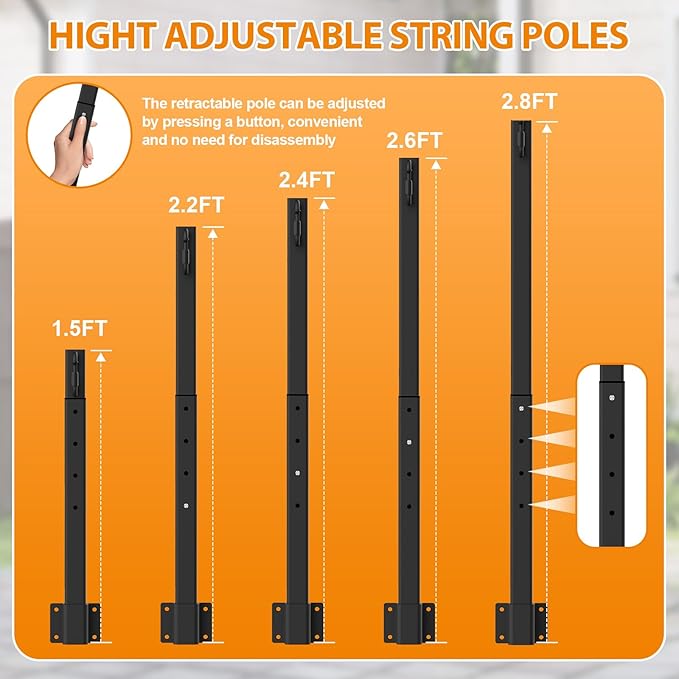 4 Pack String Light Poles, 2.8 Ft Light Poles - Image 8