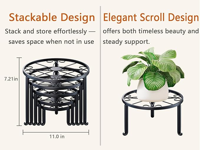 5 Pack Plant Stand Indoor Outdoor, Flower Pot Stand Plant Rack - Image 5