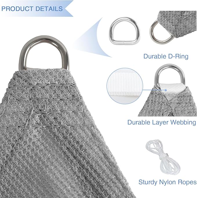 E&K Sunrise 12' x 12' x 12' Sun Shade Sail Triangle Canopy Shade Cover UV Block - Image 4