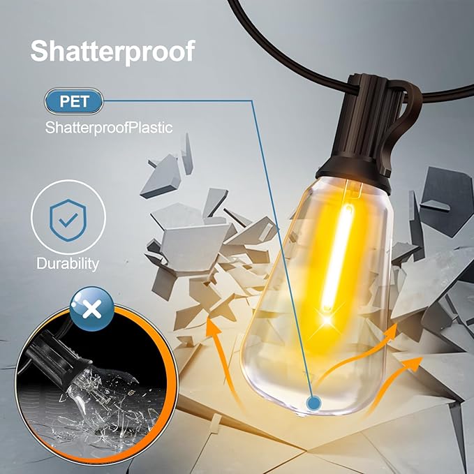 Outdoor String LED Patio Lights - 100Ft 30M Outside Waterproof Light - Image 6