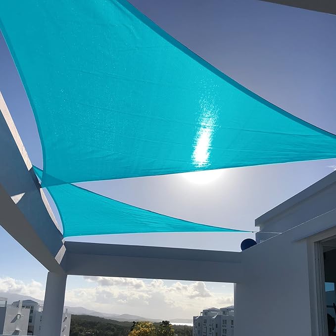 SUNNY GUARD Custom Size 20'x20'x28.3'Turquoise Blue Sun Shade Sail Right by SUNNYGUARD