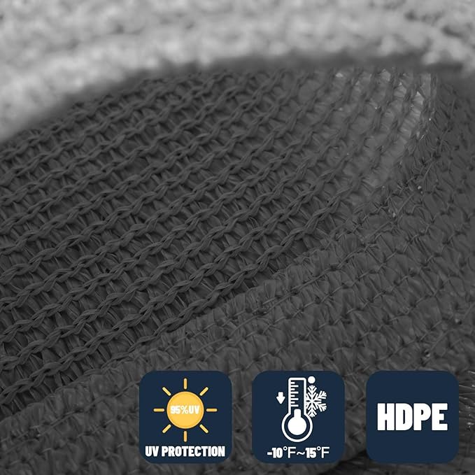 SUNNY GUARD Custom Size 11'x18' Rectangle Dark Grey UV Block Sunshade - Image 4