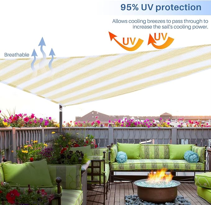 E&K Sunrise 11' x 11' x 11' Sun Shade Sail Triangle Canopy Shade Cover UV Block - Image 5