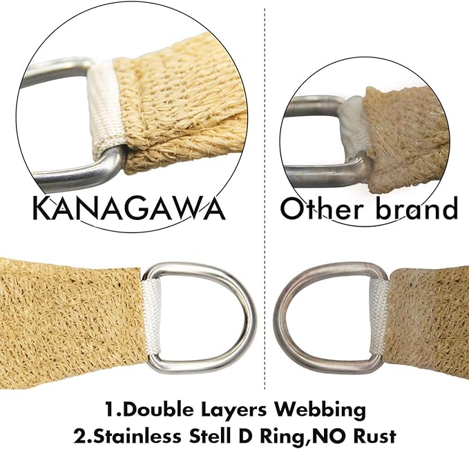 KANAGAWA 16'X24' Sand Custom Size Sun Shade Sail Rectangle UV Block Canopy Cover - Image 5