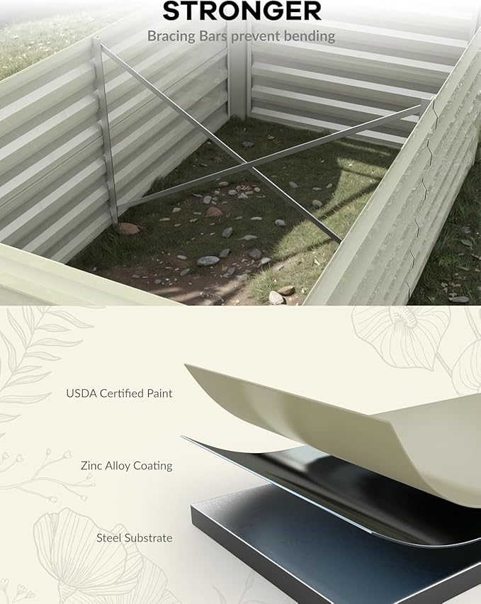 CABIHOME 2 Pcs 6x3x2 Ft Galvanized Raised Garden Bed, Deep Root Planter Box - Image 6