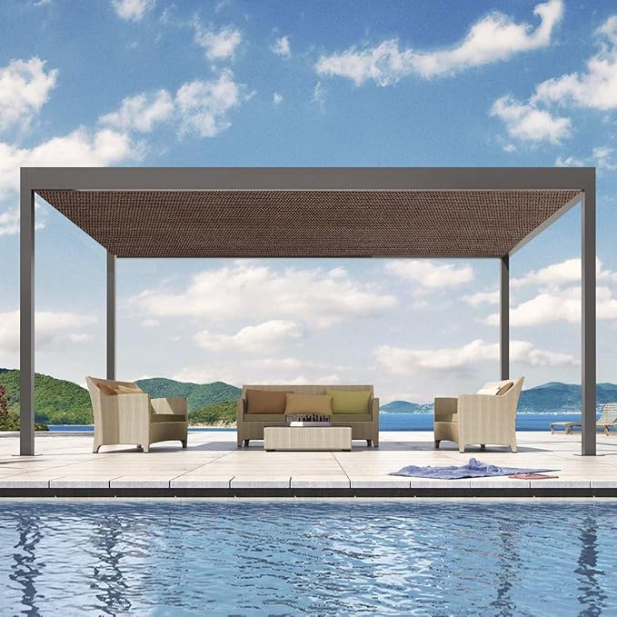 Eden's Decor Straight Flat-Edged Sun Shade Sail Rectangular 6' x 12' Brown - Image 7