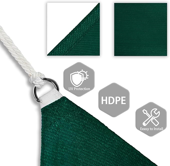 Patio Paradise 12' x 12' x 11'10" Sun Shade Sail Triangle Canopy, Permeable - Image 3
