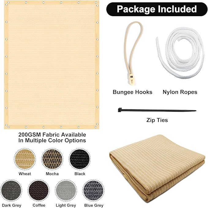 Artpuch 90% Sun Shade Cloth, 6 x 8 FT Pergola Shade Cover Canopy - Image 7