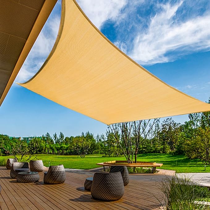 KANAGAWA 14'X22' Sand Custom Size Sun Shade Sail Rectangle UV Block Canopy Cover by KANAGAWA