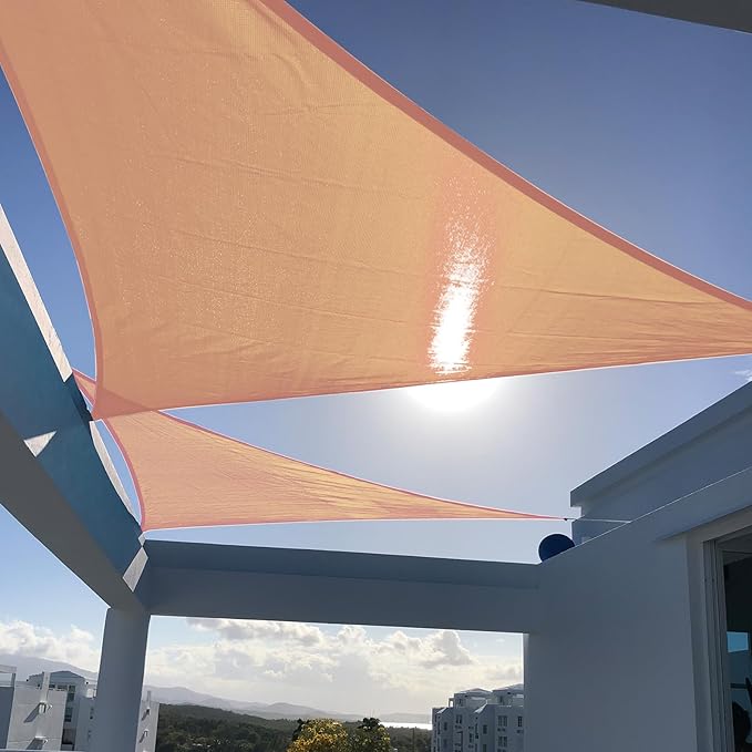 SUNNY GUARD Custom Size 12'x18'x21.66' Peach Fuzz Sun Shade Sail Right Triangle by SUNNYGUARD