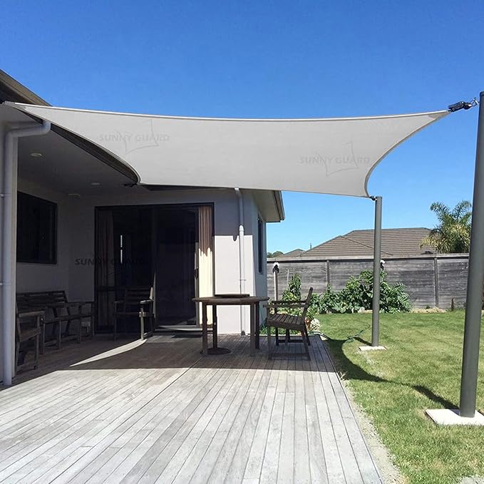 SUNNY GUARD Custom Size 7'x12' Silver Grey Sun Shade Sail Rectangle UV Block by SUNNYGUARD