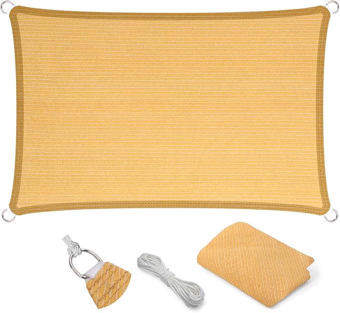 Eden's Decor Straight Flat-Edged Sun Shade Sail Rectangular 14' x 22' Wheat by EdensDecorInc