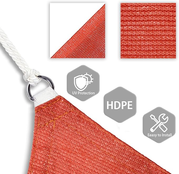 Patio Paradise 10' x 10' x 9'10" Sun Shade Sail Triangle Canopy, Permeable - Image 3