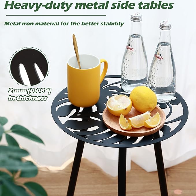 1 Pack Metal Outdoor Side Tables Small Outside Round End Table - Image 4